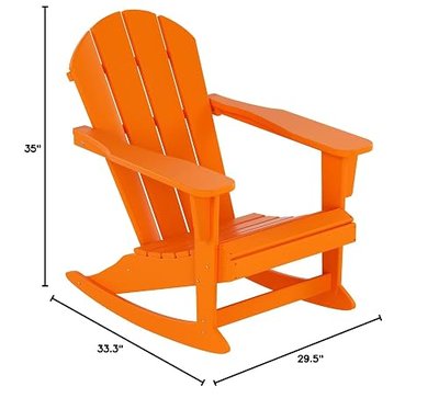WestinTrends Malibu Outdoor/Patio Poly Adirondack Rocking Chair, Orange