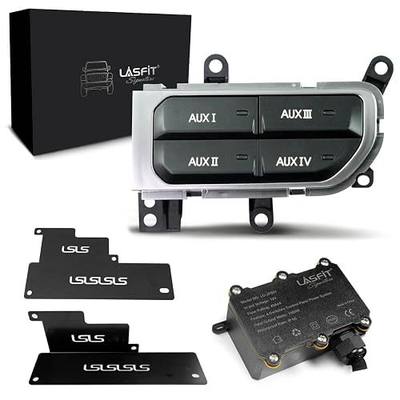 LASFIT Auxiliary Switch Bank Kit, OEM Style Plug&Play Aux Switch Panel Dash 4 Buttons 4x30A for Wrangler JL 2018-2025 & Gladiator JT 2019-2025, Black