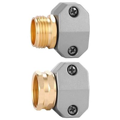 Zinc and Aluminum Male and Female Coupling, Fits All 5/8-Inch and 3/4-Inch Garden Hose Repair Fitting, 2 Pack(Female & Male) | Zinc and Aluminum Hose End Repair