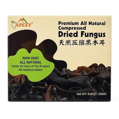 APEXY Dried Black Fungus Wood Ear Mushroom, 8.8 oz Compressed Dried Mushroom, Expands Up to 10X After Soaking, Crunchy Asian Cooking Ingredient for Soup, Stir Fry, Hot Pot & Salad Pack of 1