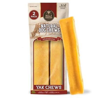 Bully Bunches Large Authentic Yak Cheese Himalayan Chews for Large Dogs & Heavy Chewers - All Natural Dog Treat Dental Chews, Made with Real Yak Milk - Lactose & Rawhide Free (2 Pk)