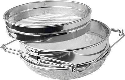 BEEXTM Honey Strainer Filter Stainless Steel Double Sieve for 5 Gal Bucket | Adjustable Arms 9"-16", 1875+650 Micron Dual Mesh, Food Grade, Easy Clean, for Beekeeping & Kitchen, for Honey, Yogurt, etc.