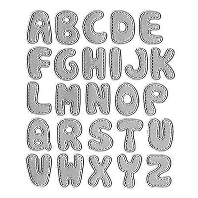 Metal Dotted Line Capital 26 Alphabet Cutting Dies, Spelling Letters Die Cuts for Card Making Stencil Embossing Tool Scrapbooking DIY Etched Craft Dies