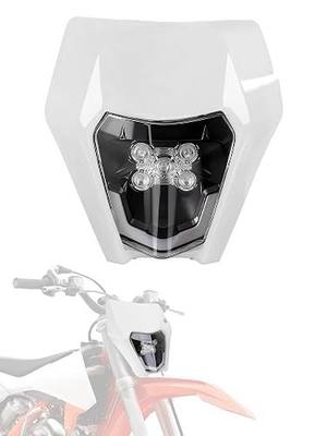 JFG RACING Dirt Bike Headlight,Universal LED Dirtbike Headlamp,Pit Bike Head Light Assembly Kit Head Lamp for Most Dirt Pit Bike Motorcycle Enduro Supermoto DRZ400 XC XCF CRF SSR YZF- White | White,12V/25W,bright LED motorcycle head light,for DRZ400 XC XCF CRF SSR YZF,for most dirt pit bike enduro s