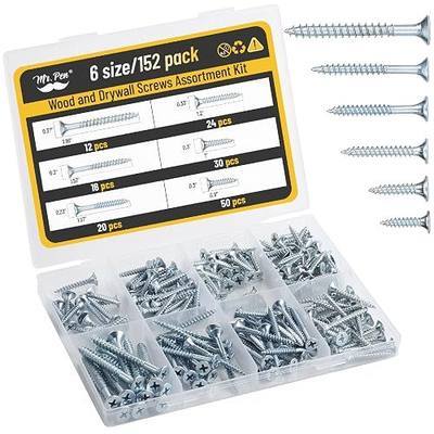 Mr. Pen- Wood Screws Assortment Kit, 152 pcs, Silver, Phillips Flat Head | 6 Sizes (2”, 1-1/2”, 1-1/4”, 1”, 3/4”, 1/2”), Durable Assorted Wood Screws for Woodworking & Household, Storage Box Included