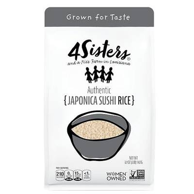 4Sisters - Authentic Short Grain Japonica Sushi Rice - Sustainably Grown - Women Owned - Farm to Table - 2lb