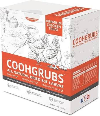 COOHGRUBS Black Soldier Fly Larvae for Chickens – 100% Natural Non-GMO Grubs, 85X More Calcium Than Dried Mealworms – Clean, Nutritious & Delicious High-Protein Poultry & Bird Treats, 10-lb Box