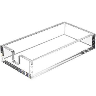 HIIMIEI Acrylic Napkin Holder for Bathroom, Acrylic Guest Towel Holder, Bathroom Napkins Guest Disposable Holder, Hand Towel Tray for Kitchen, Parties, Weddings, Party, Hotel, Restaurant(Clear) | 8mm Thick, Decorative, Rectangle Flat Design, for Vanity, Washbasin, Parties, Weddings, Party, Hotel, Re