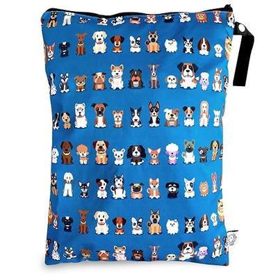 Washable and Reusable Wet Bag Diaper Bag Water Resistant Swimming Bag Travel Toiletries Pouch Cute Dog Print Zippered 12.6'' x 16.5''