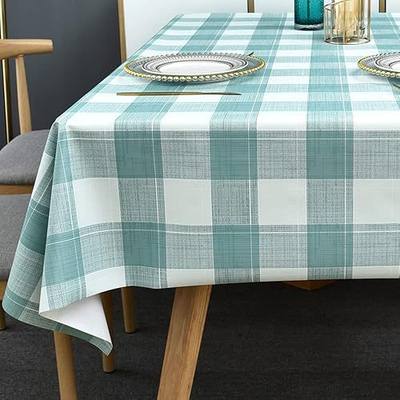 TruDelve Plastic Table Cloth Square Turquoise Checkered Vinyl Tablecloth Waterproof Wipeable Oilcloth Tablecloths for Outdoor Picnic Table Cover (54'' x 54'', Turquoise)