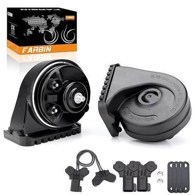 FARBIN Loud Horn Compatible with Ford/GM/Chrysler F-150 Car Horn Dual-Tone | With 2 pairs of special wiring adapters, fit for Ford/GM/Chrysler, with waterproof protective grill cover