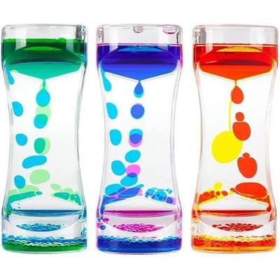 Oneshow Liquid Motion Bubbler Timer Oil Hourglass Sensory Toys for Kids | Fidget Toy Calm Stress Relief Relaxing for Focus, Fun Water Timers Desk Decor for Adults and Teenager Birthday Gifts 3 Pack