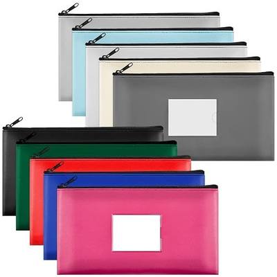 SMARTAKE 10-Pack Bank Deposit Money Bags with Zipper, 11.5 x 6.2 Inches | Leather Pouch Wallet Purse with Label, for Cash Coins Invoices Bills Small Tools Cosmetics, Sorting & Organizing, 10 Colors