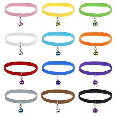 jiebor 24Pcs Tiny Kitten Collar Puppy Whelping Collars with 24Pcs Bell for Small Newborn Puppies Kitten Cat Dog