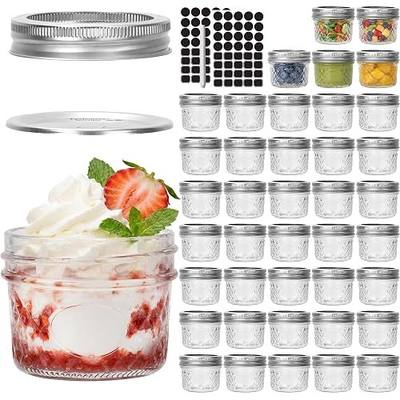 CycleMore 40 Pcs 4oz Crystal Mini Mason Jars, Silver Separable Lids | Airtight, BPA-free, Reusable, WasherSafe, Small Canning Jars for Jam, Honey, Samples, Wedding Favors, DIY Candles