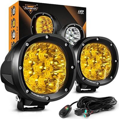 Auxbeam P4 Series 4-Inch Amber LED Offroad Lights Round LED Pods 2-Pack | 90W Powerful Spot Beam, Yellow Fog Lights, Windshield Hood Mount, Auxiliary Light Bar, for Pickup Truck Car Boat Motorcycle