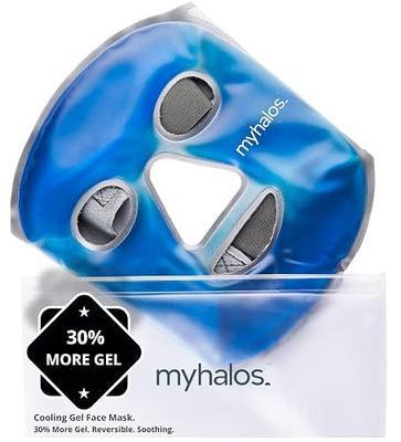MyHalos® Ice Face Mask - Frozen Face Mask for Pain Relief, Migraine & Wisdom Tooth Surgery - Our Cooling Face Mask for Swelling, Puffiness & Stress Relief - Hot or Cold Gel Face Mask Cold Pack