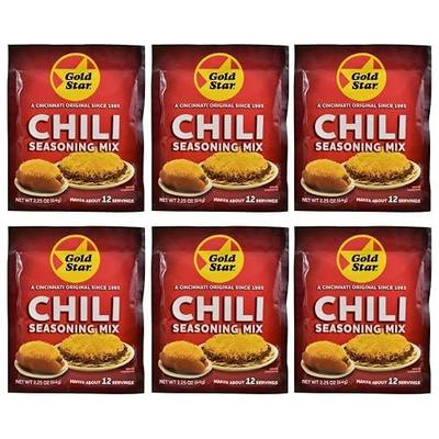 Gold Star Cincinnati Chili Seasoning Packets | Authentic Original Chili Mix | 6 Pack | Famous Ohio Style Chili for Spaghetti, Coneys & More