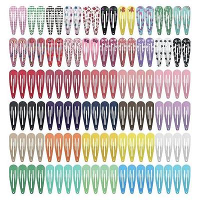 Hair Clips, KUBOM 120-Pack Metal Snap Hair Barrettes Barettes and Hair Clips for Girls,Toddlers,Kids,Women, Baby and Fine/Thick hair - 2inch (Colored Candy and Pattern)