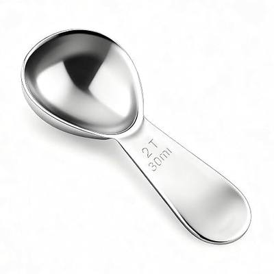 18/8 Stainless Steel Coffee Measuring Spoon 2 Tablespoon Coffee Scoop Short Handle Measuring Spoon for Ground Coffee Tea Sugar Flour Exact Measuring Spoons (30ml)
