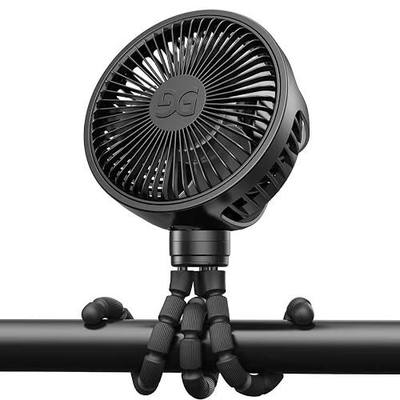 Mini Portable Handheld Fan USB Rechargeable Battery Operated, Stroller Fan with Flexible Tripod Clip on for Baby (Jet Black)