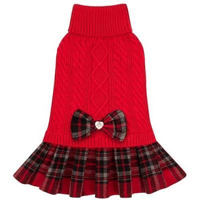 KYEESE Dog Sweater Dress Turtleneck Thick Knit Pullover for Cold Weather | Stretchy Fit, Lightweight & Warm, Cozy Knit Comfort, Cute Bow Accent, Gentle on Sensitive Skin, Comfortable Daily Wear