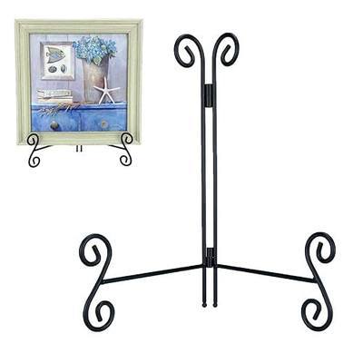 Plate Stand, 1 Pack 10 Inch Plate Holder for Display, Black Foldable Iron Table Easel for Picture Book Photo Frame Decorative Plate