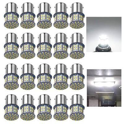 RVBULBZL1156 1141 1003 7506 BA15S LED Bulbs White 20-Packs, Super Bright 3014 50-SMD LED Replacement for 12 Volt RV Camper Trailer Boat Trunk Interior Lights