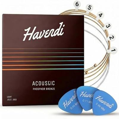 HAVENDI® Acoustic Guitar Strings Phosphor Bronze Coating I Premium Brilliant Sound Quality I Includes 3 Picks