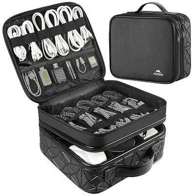 MATEIN Cable Organizer Bag, Travel Electronic Storage Cord Organizer Box | Tech Bag for Travel, Waterproof Charger Storage, Double Layer, Carrying Case for Cord, Shockproof, Portable, DJ Gifts, Black
