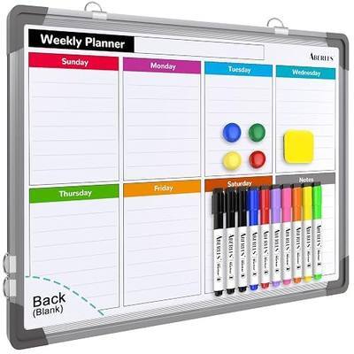 Weekly Calendar Whiteboard for Wall, 16x12 Inches Dry Erase Board, Small Magnetic White Board, Double-Sided Hanging Board for Office School Home Kitchen, Portable Board for Drawing Planning To Do List