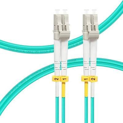 FLYPROFiber- LC to LC Fiber Patch Cable OM3 Multimode 1M/3ft | Duplex, 50/125um MMF, MM Multi mode Fiber Jumper, For 10G/40G Transceivers / Data Centers, Fully Pre-Tested, LSZH, Aqua
