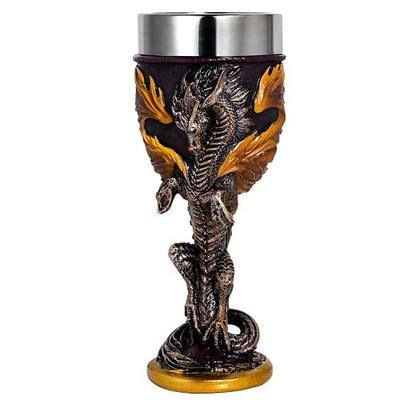 alikiki Flame Dragon Goblet Dungeons and Dragons Gift Chalice Wine Goblet | 7oz Stainless Steel Medieval GOT Dragon Game Cup of Thrones Merchandise Themed Party Decoration