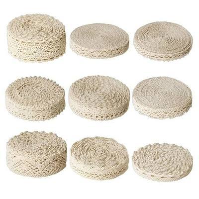 54 Yards Beige Lace Ribbon Vintage Sewing Crochet Ribbon Trimming for DIY Scrapbooking Wedding Crafts Supply (Beige)