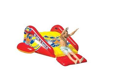 WOW Sports Slide N Smile Pool Inflatable Water Slide with Sprinklers | A giant inflatable pool slide that sends riders splashing into the water.