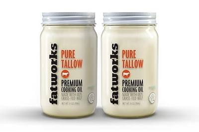 Fatworks Premium 100% Grass Fed, Pasture Raised Beef Tallow, Artisanally Rendered, WHOLE30 Approved, KETO, PALEO, 14 oz. 2pk