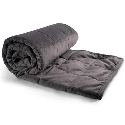 Hug Bud Weighted Blanket Comforter - 36" X 48" - 5-lbs - No Cover Required - Use as Throw or on Twin Size Bed - For Adults+Kids- Silky Minky Grey - Premium Glass Beads - Stimulation Sensory Relaxation