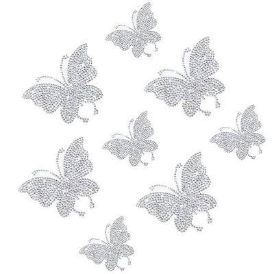 Frienda 8 Pcs Bling Butterfly Car Decals Women Crystal Rhinestone Shiny Butterfly Stickers Accessories for Car Body Bumper Window Laptop Automotive Interior Exterior Sticker Decor(Silver)