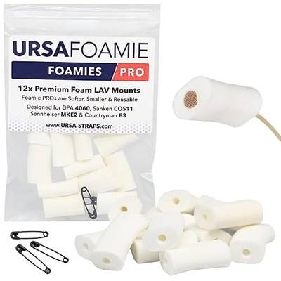 URSA Foamies: Soft Foam Mounts for Wireless Lav Mics. Can be stuck directly to the skin or costume. Fits SANKEN COS11, SENNHEISER MKE2, RODE LAV, DPA 4060/4070 (Pack of 12) (White)