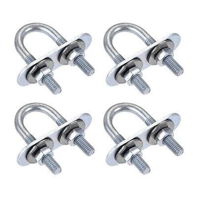 uxcell Round U-Bolts 4 Sets 0.63"(16mm) Inner Width 46mm Length Steel M6 with Nut, Plate, Washer
