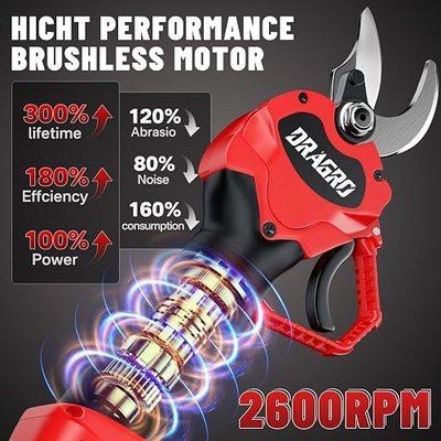 Upgraded Electric Pruning Shears Professional Cordless Electric Pruning Battery Powered, Tree Branch Pruner with 2 PCS Rechargeable 2 Ah Lithium Battery - 30mm (1.2inch) Cutting Diameter