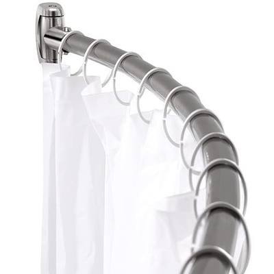 Chrsouly Adjustable Curved Shower Rod, 42-72 inches Extra Wide Shower Curtain Rod, Rust proof, Premium Stainless Steel, Curved Shower Curtain Rod for Bathroom, Need to Drill, Silver