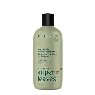 Attitude 2in1 Nourishing Shampoo and Conditioner for Cat & Dog, Vegan and Cruelty-Free, Lavender & Argan Oil, 16 Fl Oz