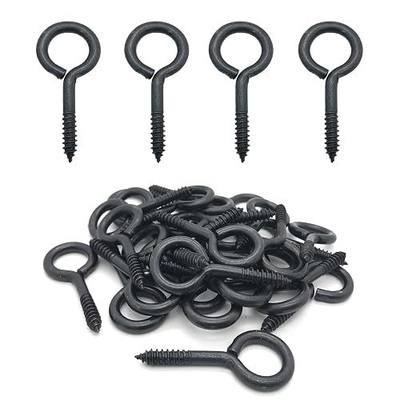 30 Pcs 2 Inch Screw Eyes,Metal Eye Hook, Black | Zinc Plated Self Tapping Screw Hooks Ring, Eyelet Screws