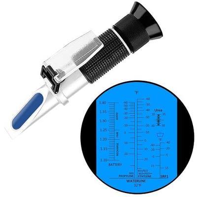 Antifreeze Refractometer in Fahrenheit 4 in 1 Antifreeze Tester Coolant Refractometer Ethylene Propylene Glycol Refractometer for Antifreeze System Diesel Exhaust Fluid, Battery Acid | Ethylene Propylene Glycol Refractometer for Antifreeze Coolant System, Diesel Exhaust Fluid, Battery Acid, Windshie