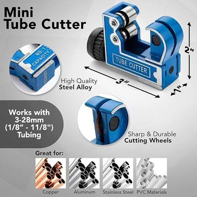 Mini Copper Pipe Tubing Cutter Tool – 1/8" to 1 1/8" (3-28mm) OD-Mini | Cuts Copper, Brass, Aluminum, PVC & Thin Steel , Tight Spaces , Deburring Blade , HVAC, Plumbing & DIY