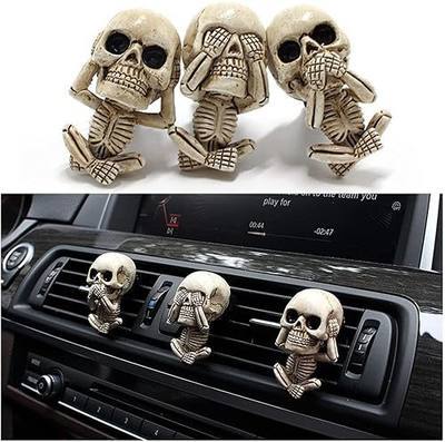 Skull Decor Car Air Freshener Vent Clip Goth Truck Interior Accessories for Men Women Teens Stuff for Jeep Horror Skeleton Auto Scents Halloween Dashboard Decorations Fathers Gifts for Husband Dad