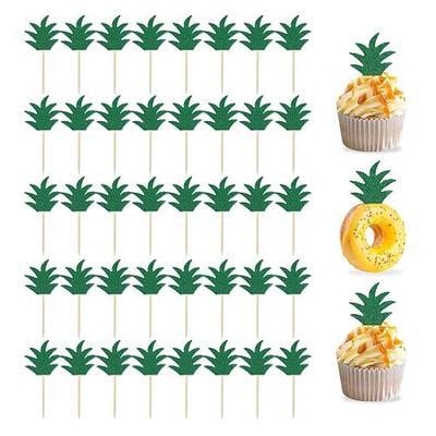 48PCS Pineapple Cupcake Donut Cake Toppers, Pineapple Cute Cupcake Picks for Summer Tropical Hawaiian Party Cake Decorations | Cute Cupcake Toppers for Summer Luau Tropical Hawaiian Party Cake Decorations