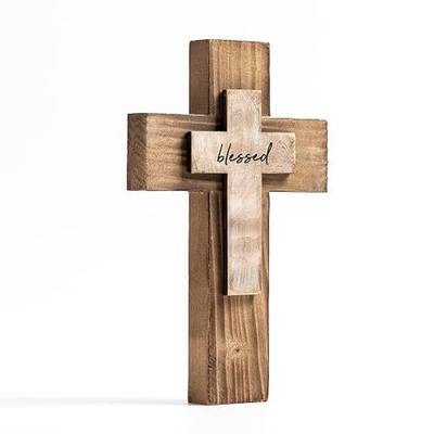 OKSQW Wall Wooden Christians Cross Spiritual Religious Cross Gifts | With Hook on Hanging Wall Or Table With Blessed For Church Home Room Decoration For Christmas