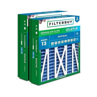 Filterbuy 21x27x5 Air Filter MERV 13 Smoke & Allergy Defense (2-Pack) | Pleated HVAC AC Furnace Replacement for Trane Perfect Fit & American Standard (Actual Size: 20.56 x 26.13 x 4.97)